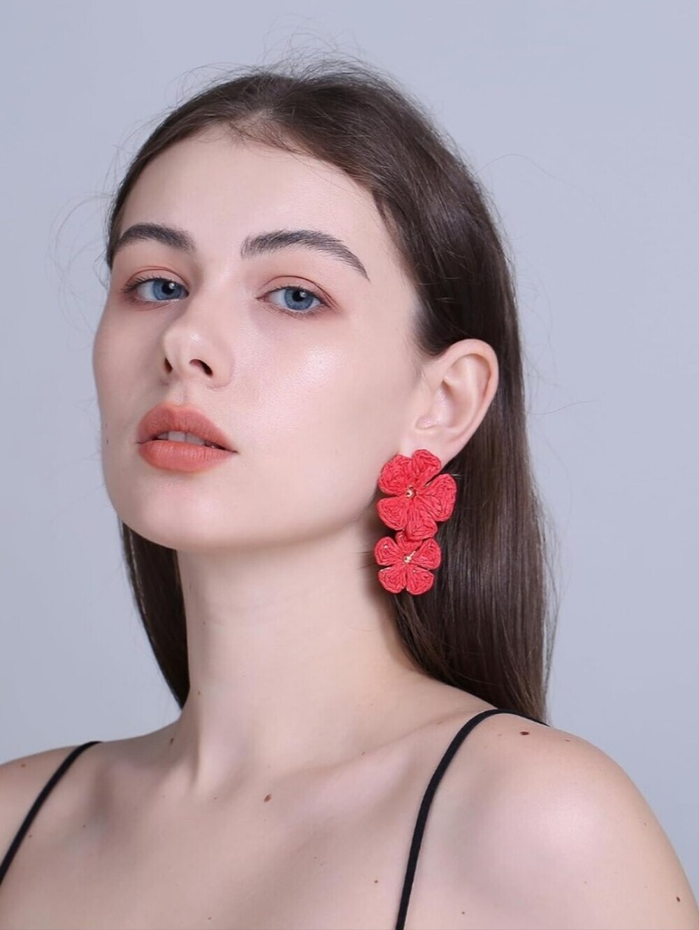 Handmade Red Floral Drop Earrings - Women Jewelry
